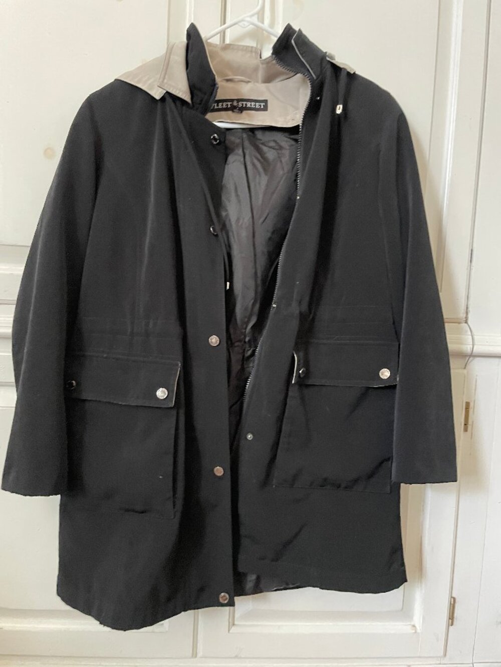 Fleet Street women's hooded black and beige oversized jacket S Neutral outdoors